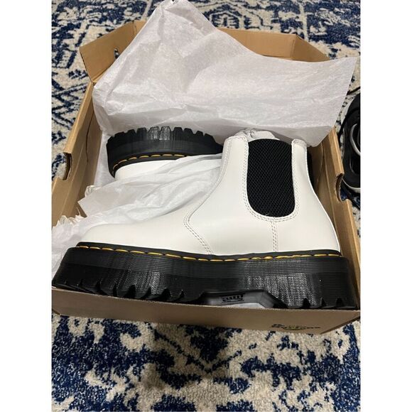 NEW 2976 SMOOTH LEATHER PLATFORM CHELSEA BOOTS WHITE - Picture 11 of 13